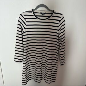 ME + EM Black and White Long Sleeve Thick Cotton T Shirt Dress Size 6